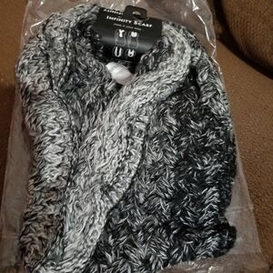 Avenue Black and Gray Infinity Scarf